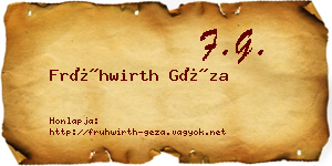 Frühwirth Géza névjegykártya