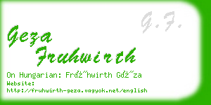 geza fruhwirth business card